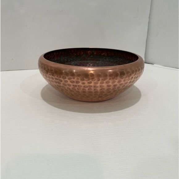 Vintage Hammered Copper Bowl Approximately 3" H X 7.25" Round - Picture 9 of 12
